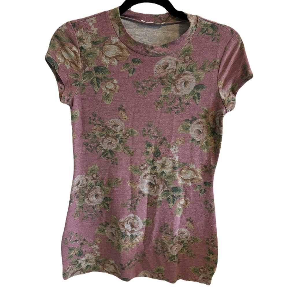 RIPE Floral Knit Soft Stretchy Tee Dusty Rose Sz S Rayon Blend Cottagecore Boho - Picture 13 of 16